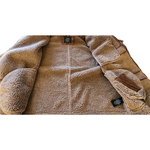 Buffalo David Bitton Men's Brown Faux Leather Sherpa Lined Aviator Jacket 4X Big - Picture 4 of 11